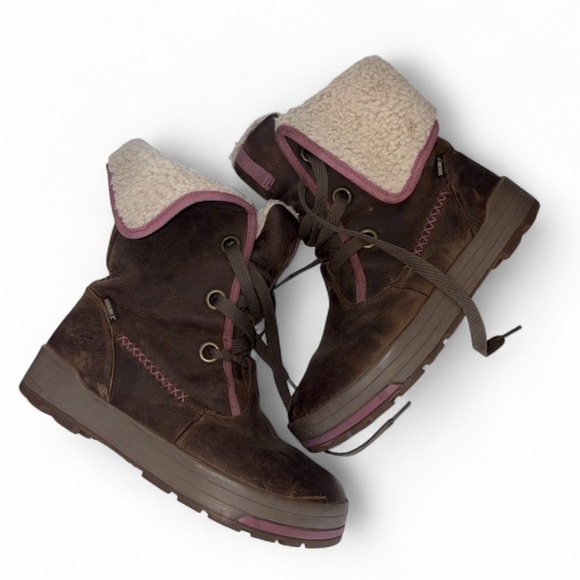 Keen Dry Snowmass Brown Leather Sherpa Low Boots - Picture 4 of 16